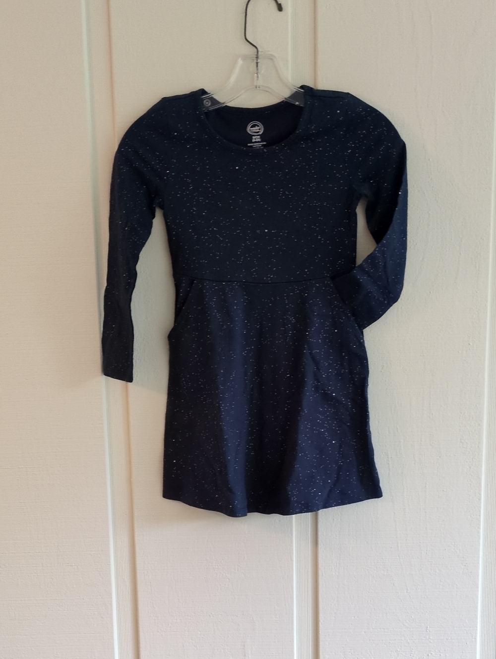 Wonder Nation Navy Sparkly Long-Sleeve Knit Dress